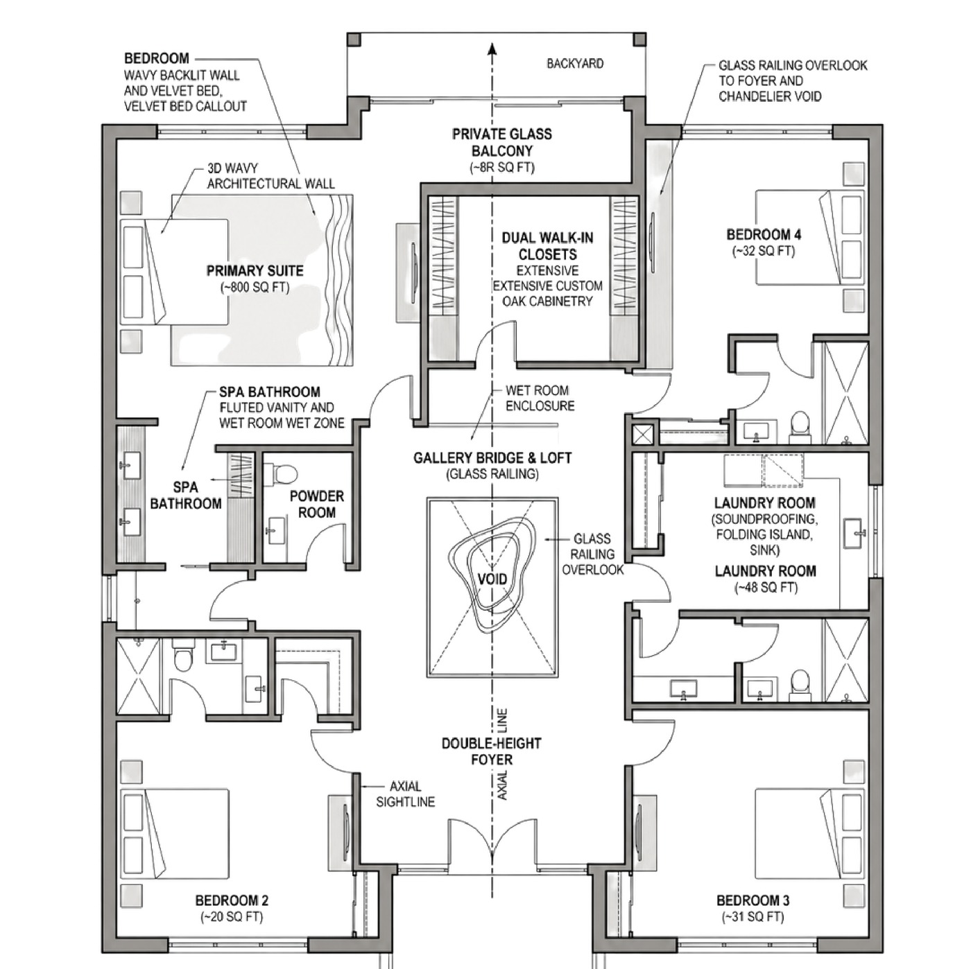 Second floor plan, approximately 2,000 square feet