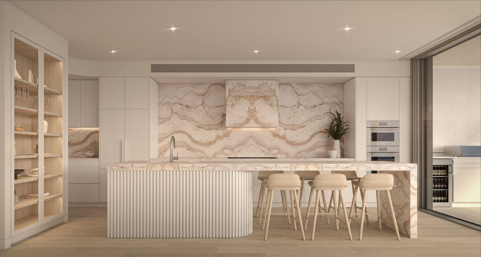 Designer kitchen with oversized island